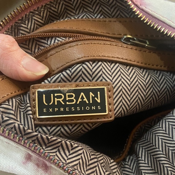 Urban Expressions Tie-Dye Canvas Tote with Brown Leather Handles - Picture 4 of 4